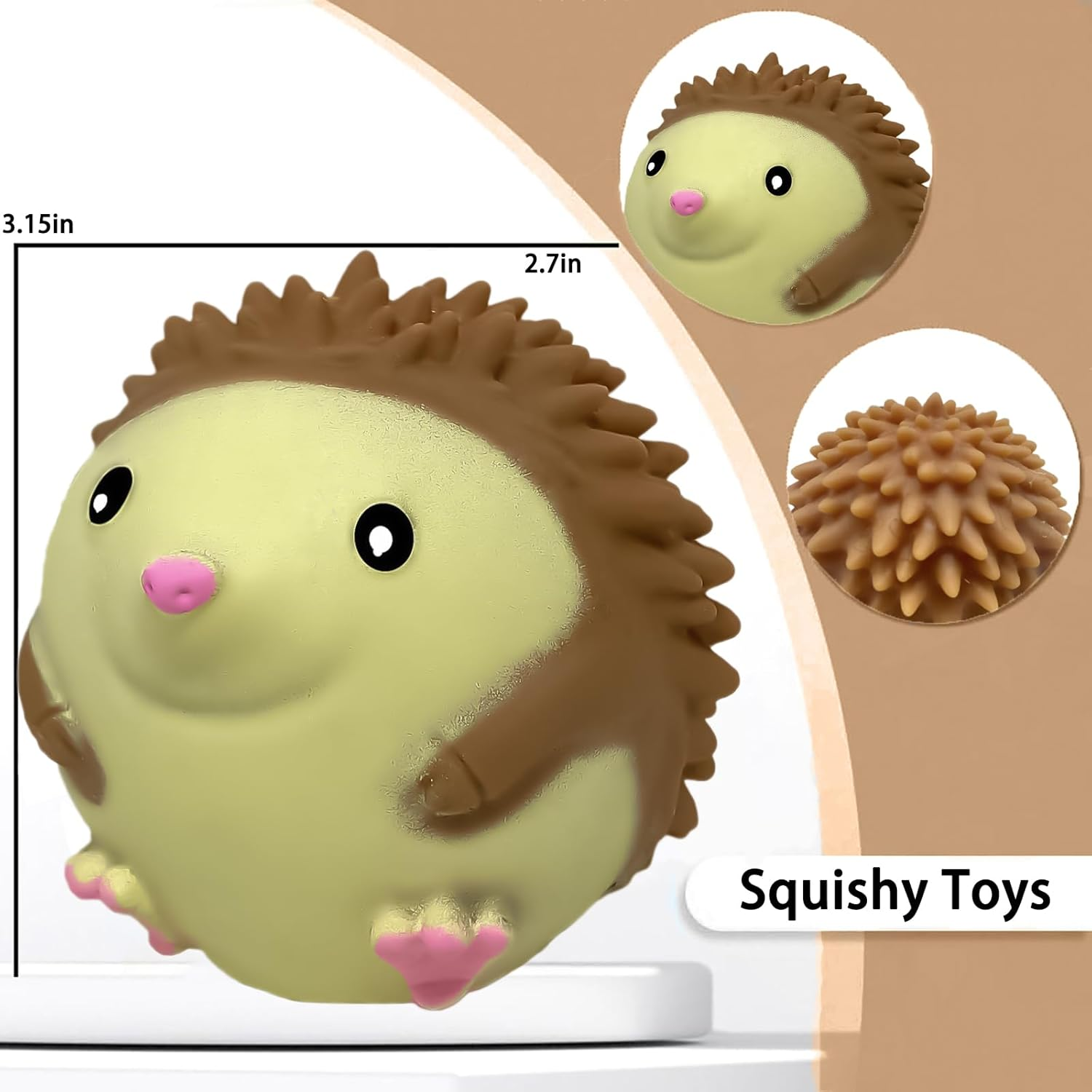 Hedgehog Squishy Stress Balls for Kids and Adults, Stretchy Stress Relief Ball Squeeze Toys, Soft Dough Balls, Squeeze Ball Squishy Toys for Party Favors Birthday Gifts, Easter Basket Stuffers image number 1