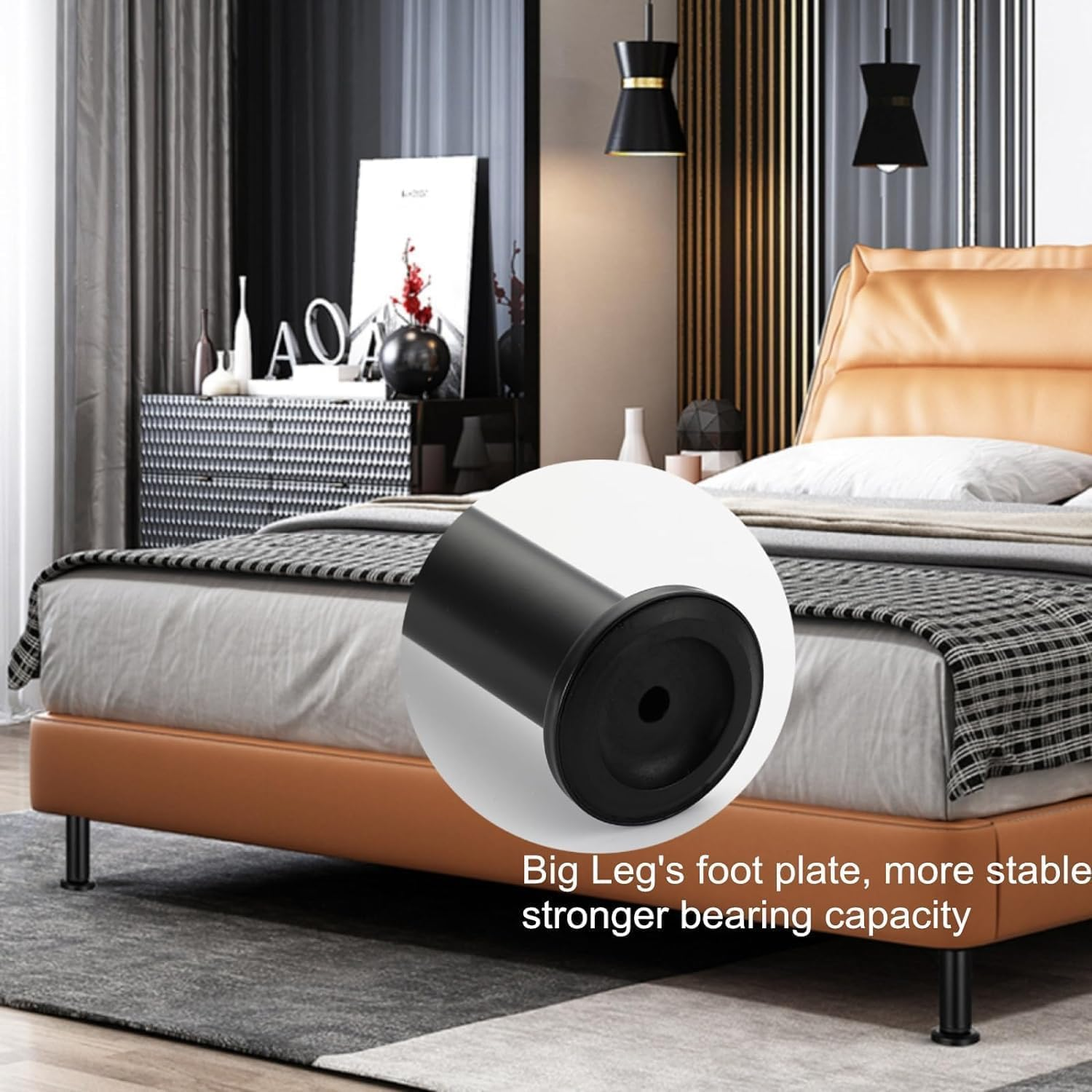 Avoik Adjustable Bed Legs Black, Retractable 18-33CM Metal Feet Furniture Support Legs, Replace for Bed, DIY Furniture, Kitchen Cupboard Sofa Beds, 4Pcs