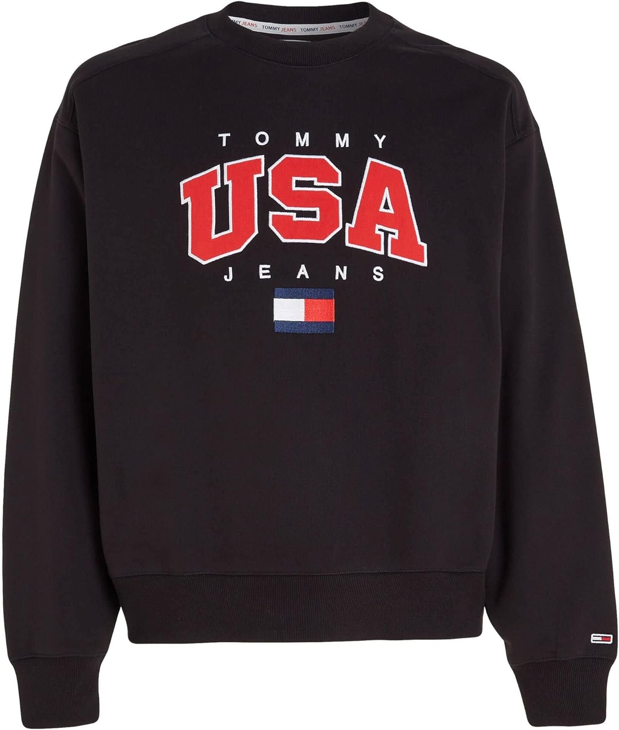Tommy Jeans Men'S Modern Sport USA Crew Neck Sweatshirt, Black, Medium