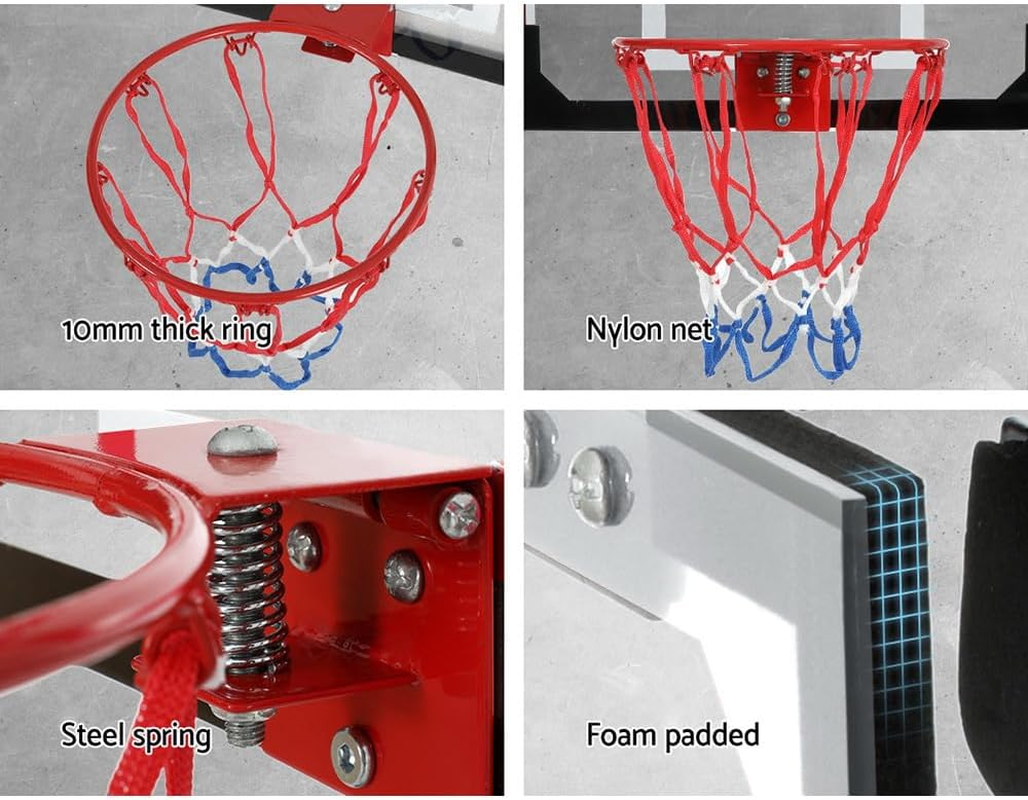 Everfit 23" Mini Basketball Hoop for Kids Adult, Indoor Door Basket Ball Hoops Net Wall Backboard, Wall-Mounted Toys Home Room for Sports Exercise Playing Game, Black image number 2