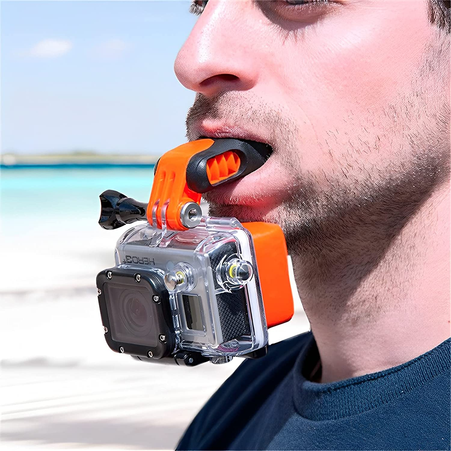 REYGEAK Mouth Mount for Gopro Hero11/10 Insta360 X3/DJI Action 3, Bite Mount Mouthpiece Holder POV Filming for Hero 11 10 9 8 7 Surfing Snowboarding Body Boarding Kayacking Including Floating Module image number 6