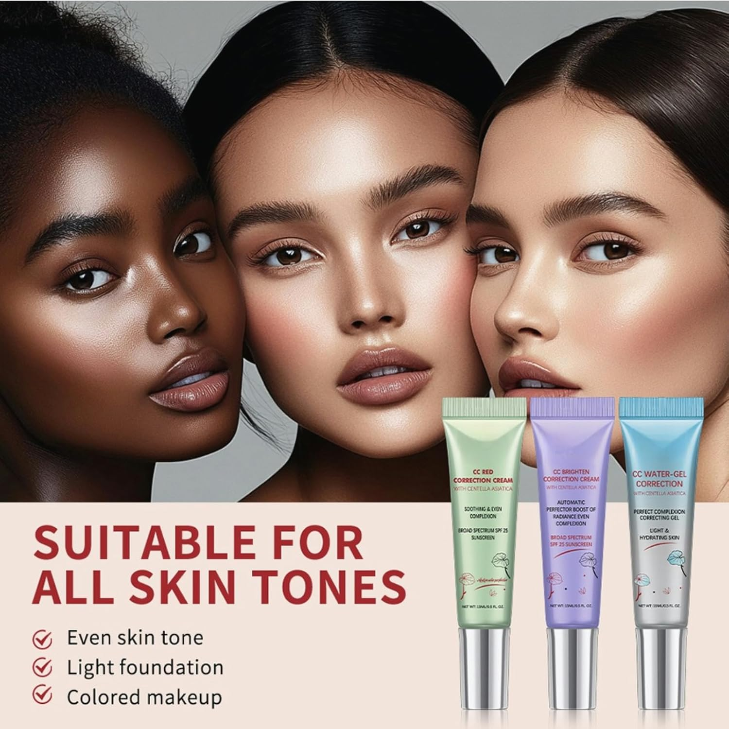 CC Cream with SPF 25, Lightweight Hydrating Foundation, Evens Skin Tone & Refines Texture, 15Ml/0.5Fl.Oz, Moisturizing Concealer & Pre-Makeup Primer for All Skin Types - Green image number 6