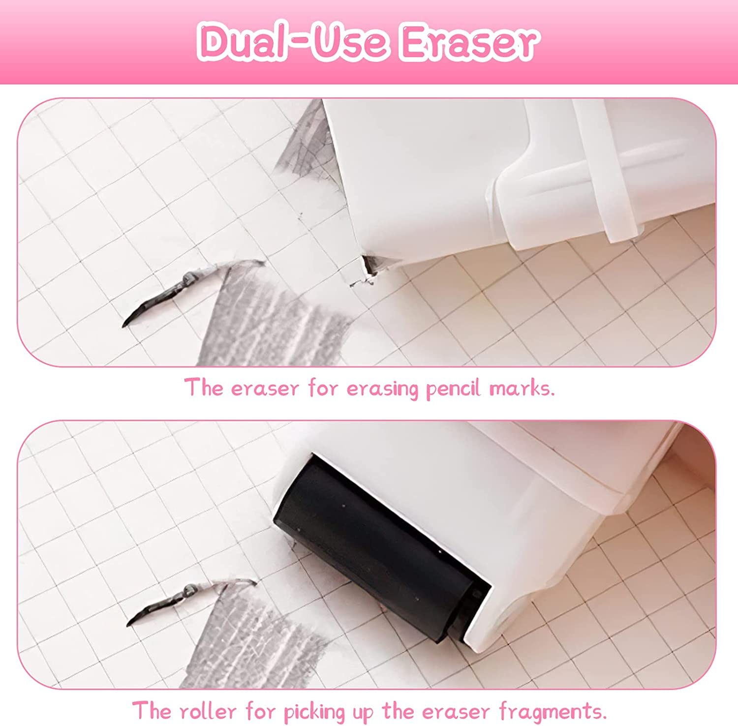 SAYEEC Cute Pencil Erasers, Cartoon Animal Themed Erasers with Cover and Roller, Removal Pencil Eraser Shaving Roller Case Eraser for Kids School Office Stationery Supply Party Gift (6 Pack) image number 3