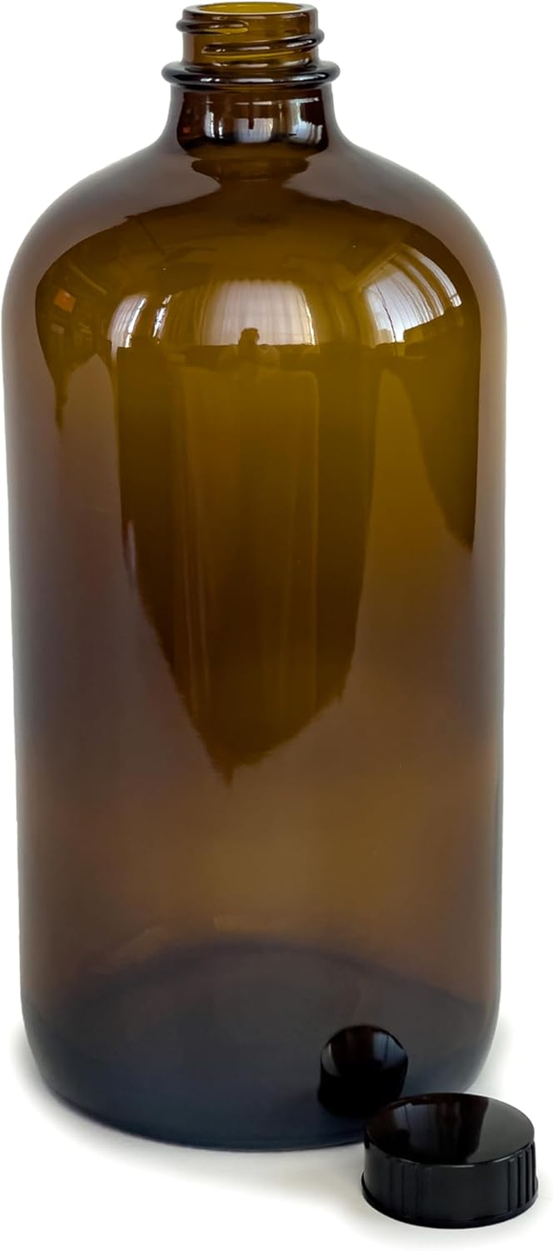 Vivaplex, 2, Amber, 32 Oz Glass Bottles, with Lids image number 2