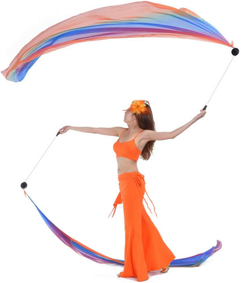 Oshhni Pair Smooth Veil Poi Thrown Balls Imitated Silk Belly Dance Performance image number 5