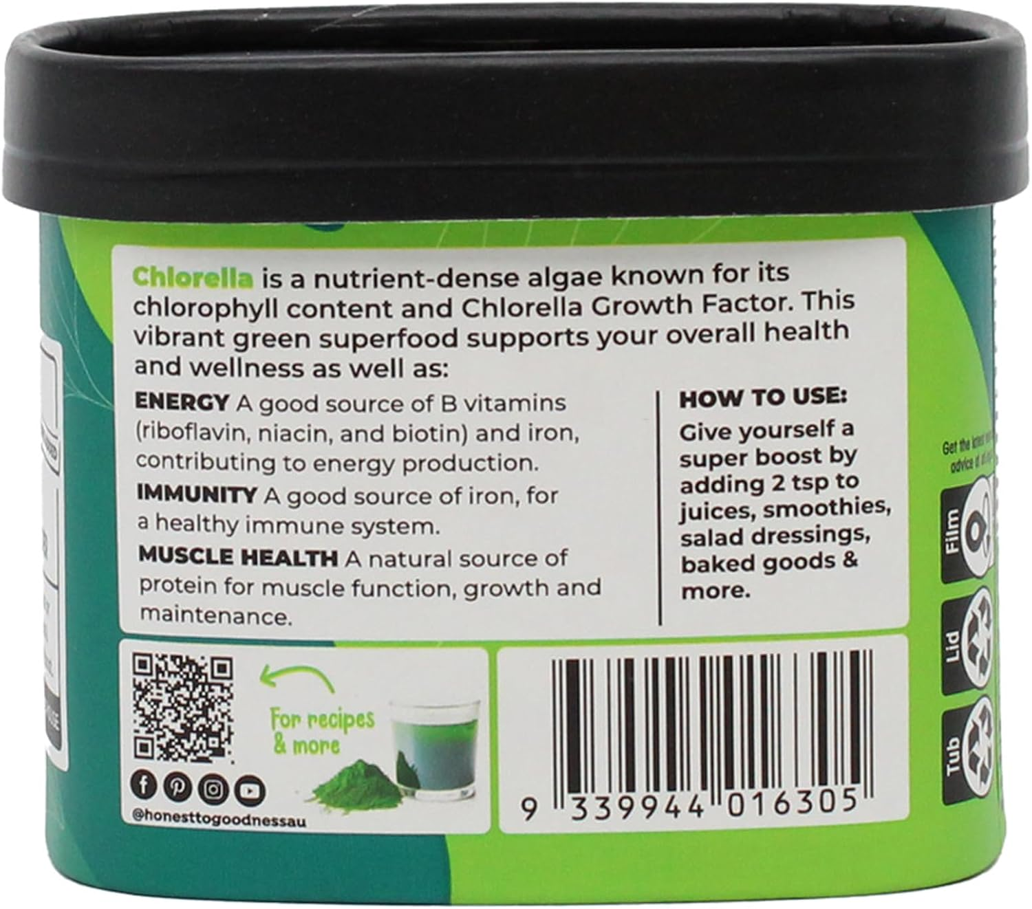 Honest to Goodness, Organic Chlorella Powder - 200 Gram Canister image number 1