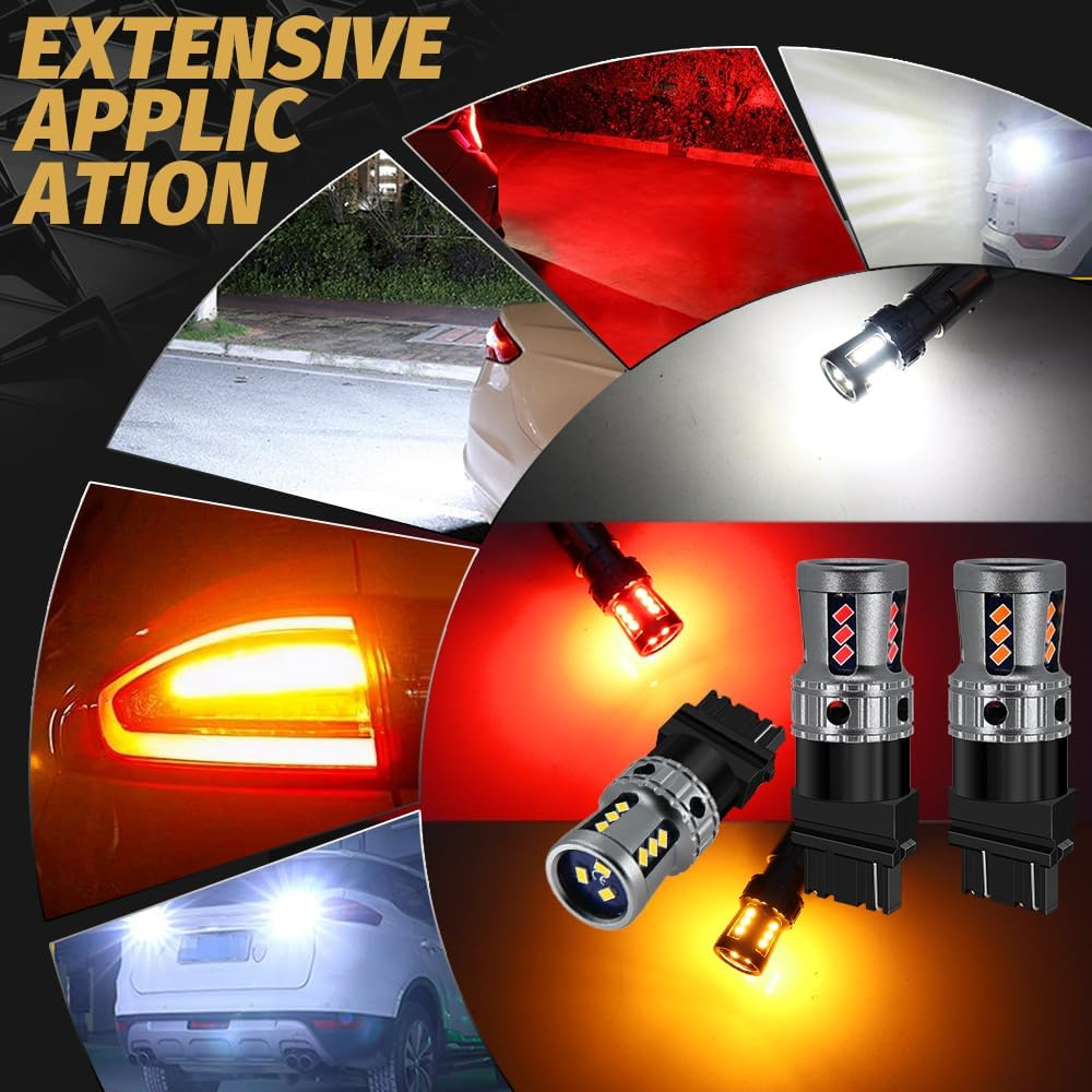 Blyilyb 12V-48V 3157 3156 4157 3457 Amber Color LED Reverse Lights Bulb Turn Signal Light Backup Light LED Replacement for Car RV Truck Pickup Light Bulbs (Pack of 2) image number 3