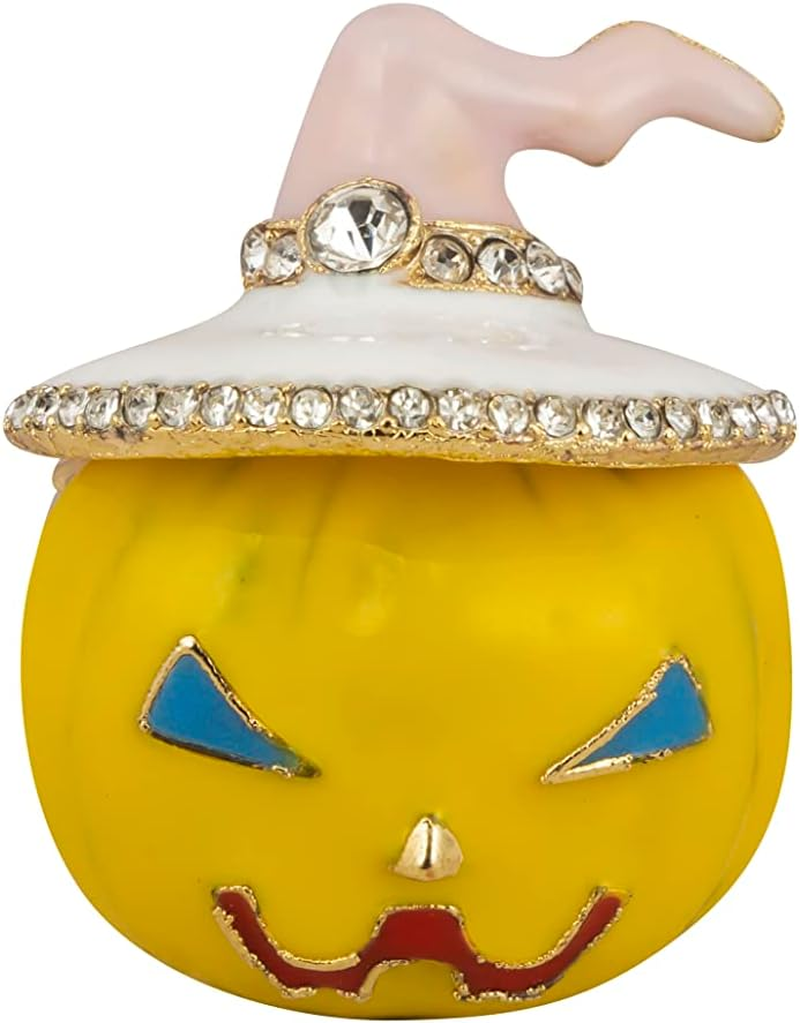 Knighthood Halloween Special Yellow Pumkin Pink Hat and Stone Detailing Brooch,Suit Stud,Shirt Studs,Lapel Pin Accessories for Men Women, Standard, Brass Zinc, No Gemstone image number 1