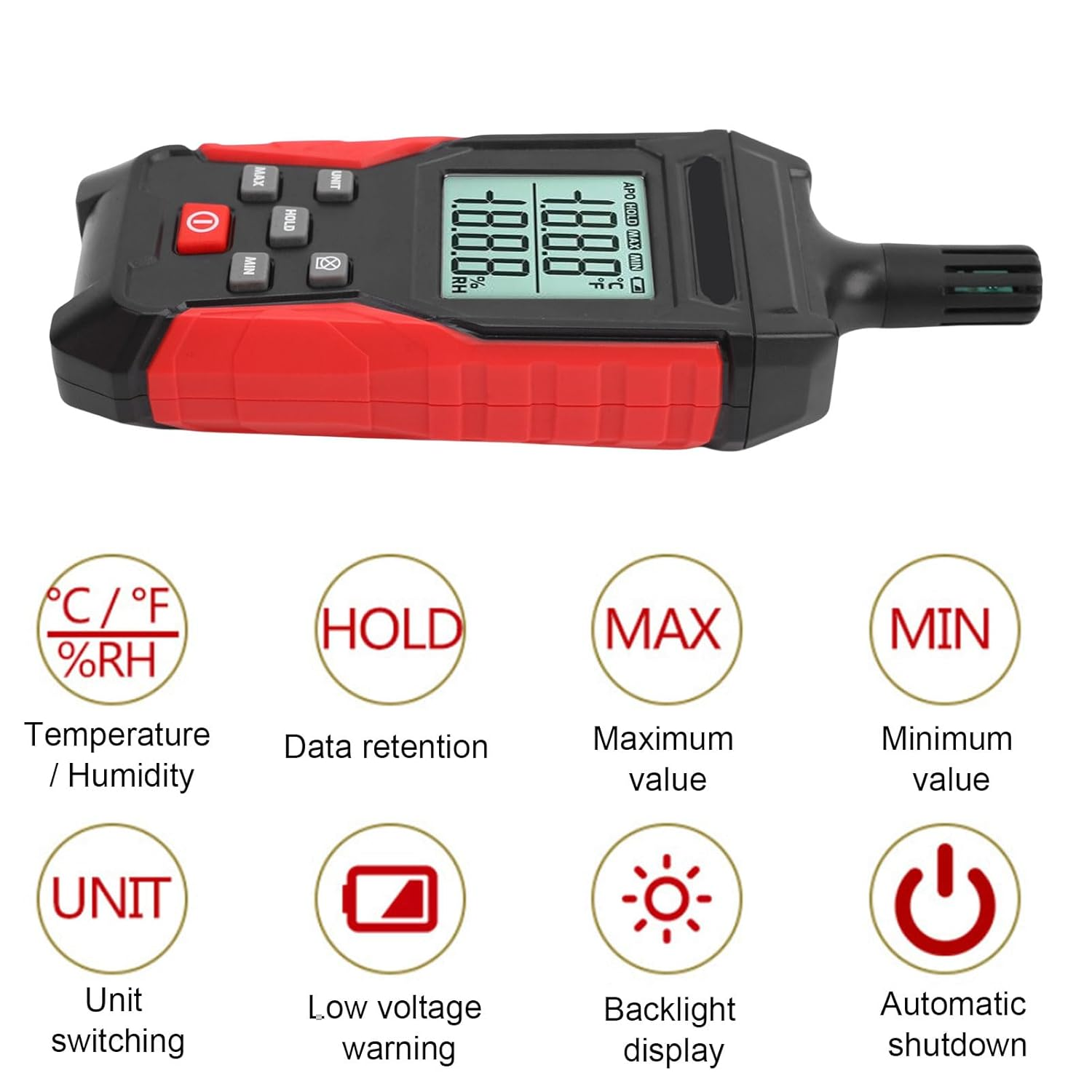 Jiawu Digital Temperature Moisture Detector with Retreated Hand -Hand Hygrometer Screens for the Home