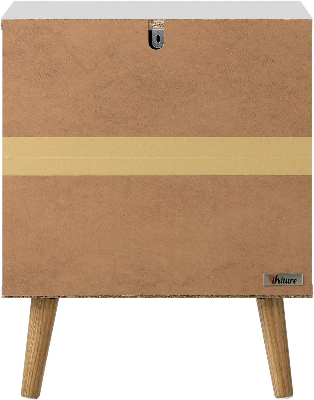 OIKITURE Wooden Nightstand with Handles, Bedside Table with 2 Drawers, Side Table Storage Cabinet for Bedroom Living Room Office, Home Furniture Organiser, White image number 5