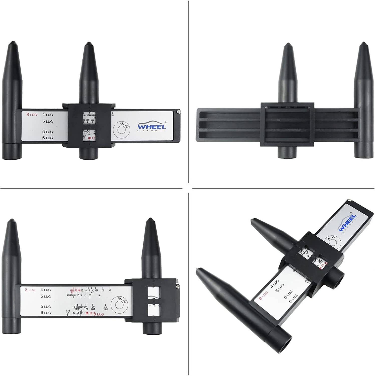WHEEL CONNECT PCD Gauge，Wheel/Rim Bolt Pattern Measuring Tool, PCD Ruler, Sliding Caliper for 4 5 6 8 Holes image number 1