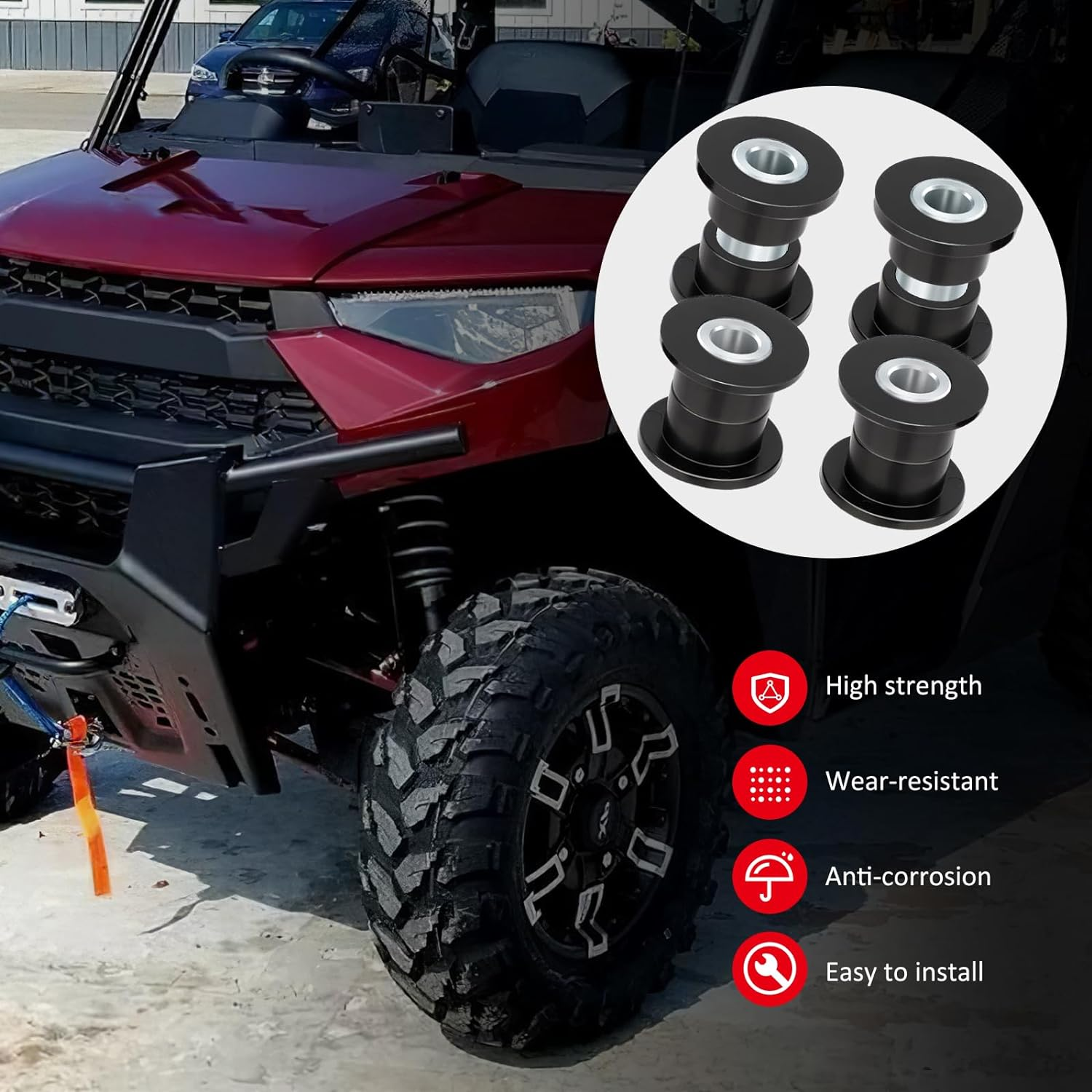 JAVIK Front Shock Bushing Sleeve Kit for Polaris RZR 800 570 Sportsman 550 850 1000 Scrambler 850 image number 3