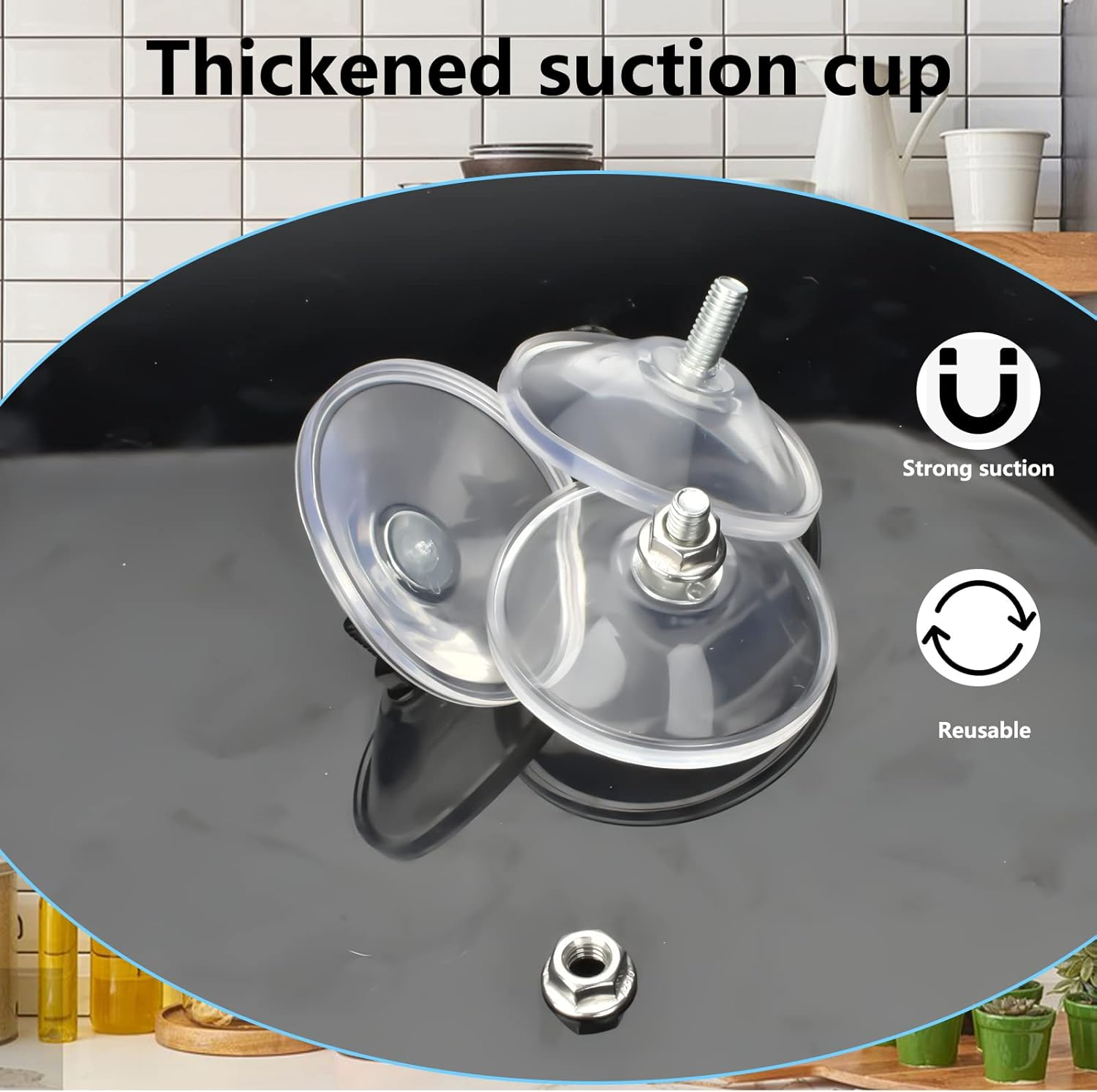 Accencyc 6 Pcs Strong Thickened Sucker Suction Cup Clear PVC Sucker Pads with M6 X 14 Thread Screw Extra Strong Adhesive Glass Suction Holder image number 5