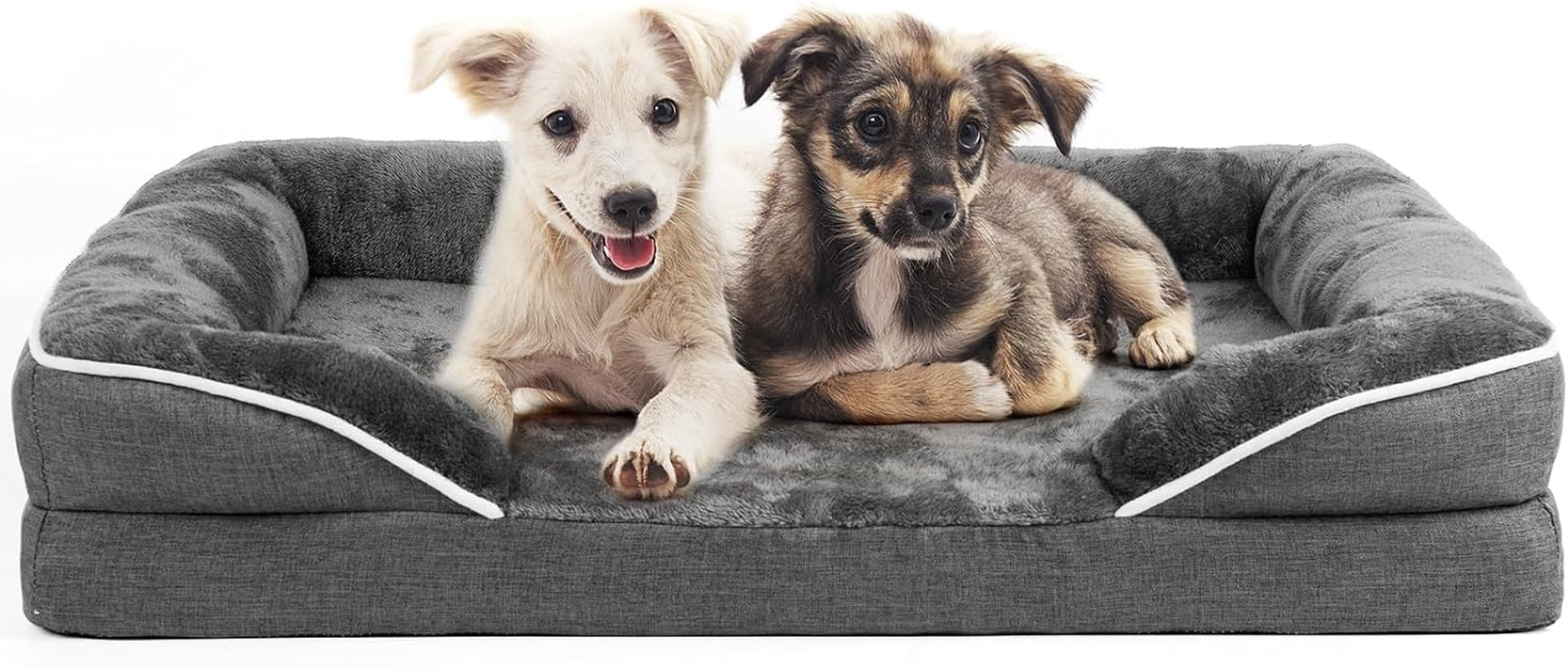 Dog Bed for Medium Large Dogs, Dog Sofa Bed Rectangle Pet Bed Washable Dog Bed Cozy Faux Fur Large Dog Bed Cushion, Dark Grey, Large(88 * 68Cm) image number 1