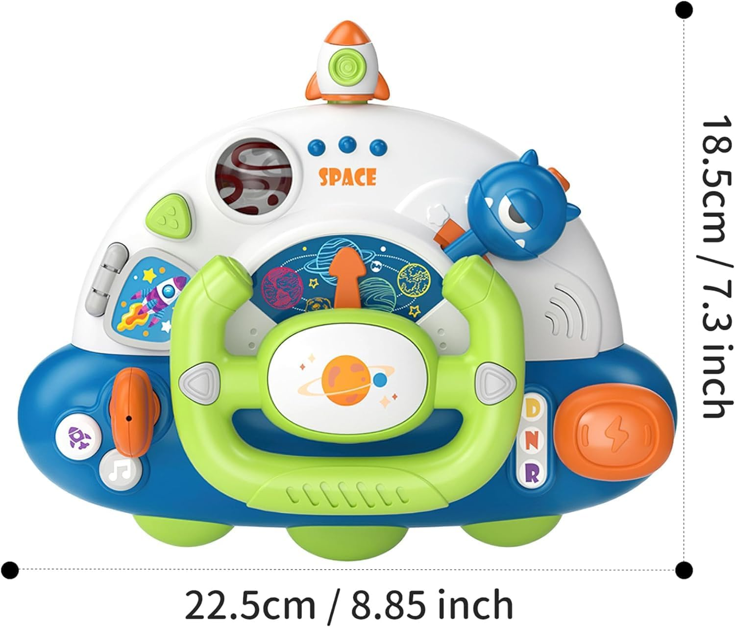 Baby Montessori Sensory Learning Travel Activities Toys with Sound Light - Baby Steering Wheel Music Toys for Babies over 1 Year - Infant Newborn Gifts for Toddlers 1-3 Year Old Boys Girls image number 4