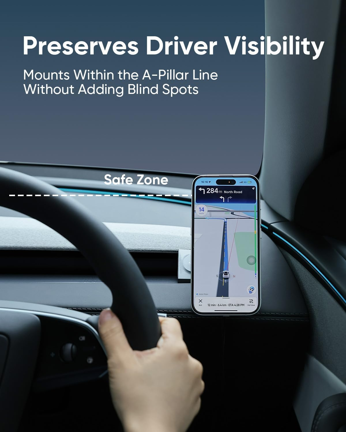 Magnetic Phone Mount for Tesla Model Y Juniper and Model 3 Highland, Driver-Side Vent Fixed Holder, Strong Magnetic Iphone Mount with 360&deg; Rotation, One-Handed Operation, No Airflow Block image number 2