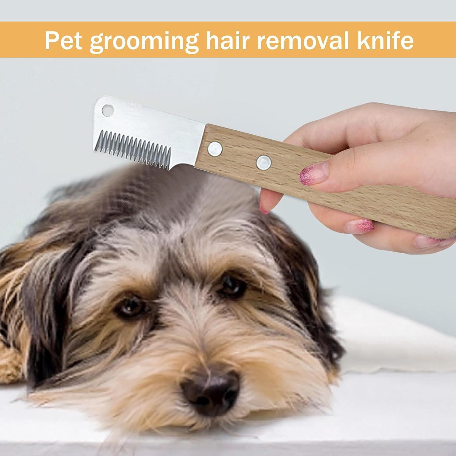 Stripping Knife for Dogs, 2Pcs Dog Professional Stripping Knives,Wooden Handle Dog Stripping Knife,Wooded Handle Dog Grooming Stripping Knife Metal Blade,Stainless Steel Professional Stripping Knife image number 5