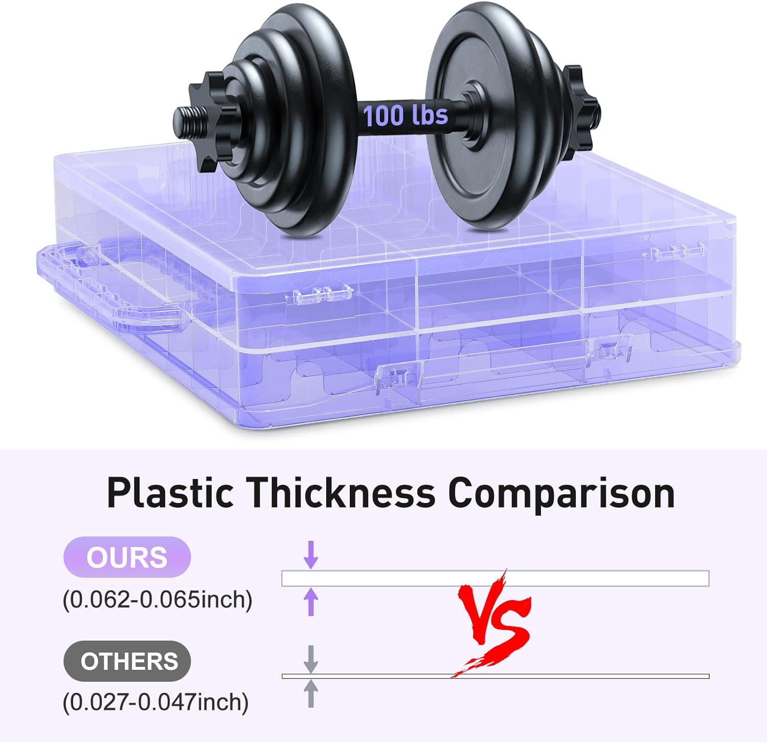 Beloving Nail Polish Organizer Case for 48 Bottles Nail Polish Holder with Adjustable Divider, Gel Nail Polish Storage Double Side Nail Polish Organizer Case for Storage Display, Purple image number 3