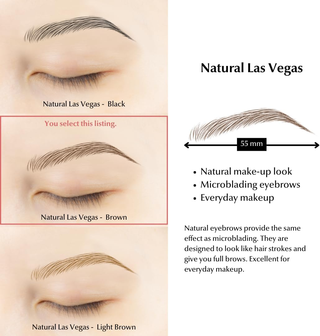 Bliss and beyond USA | Waterproof Eyebrow Tattoo Stickers. a Real Hair Stroke Look. Hair Replacement without Surgery. Solution for Hair Loss. Bushy Tinted Eyebrow Tattoos. (New Las Vegas, Dark Brown)