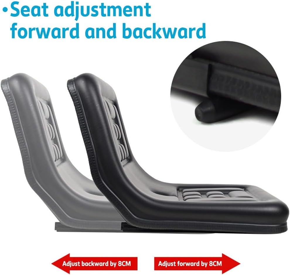Suspension Tractor Seat Universal Excavator Forklift Lawn Tractors Backrest Chair Universal Replacement, High Density Foam Pu Leather Black image number 6