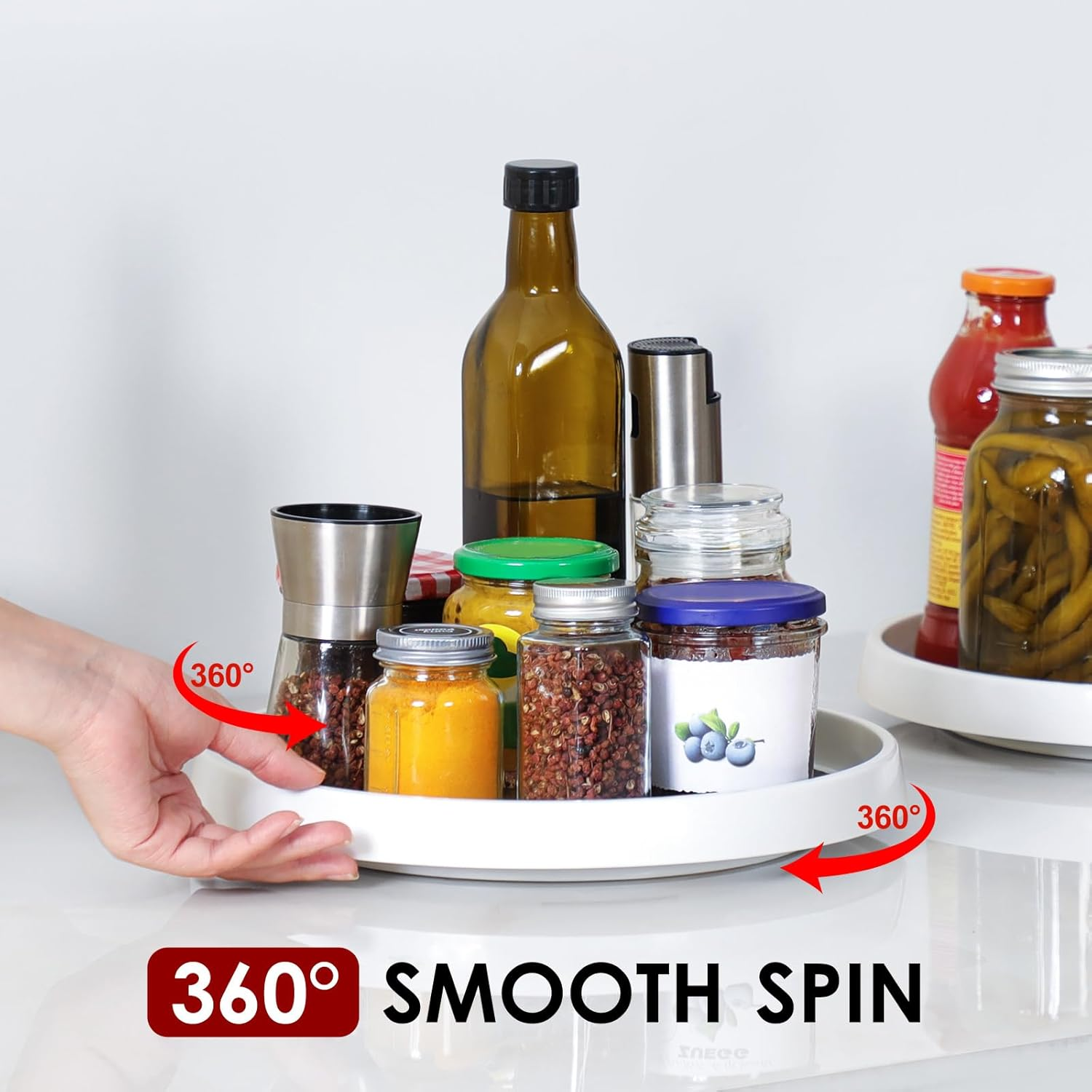 [ 4 Pack ] 12 Inch Non-Skid Turntable Lazy Susan Organizers - Spinning Rack for Cabinet, Pantry Organization and Storage, Kitchen, Fridge, Vanity, Countertop, under Sink Organizing, Spice Spinner image number 4