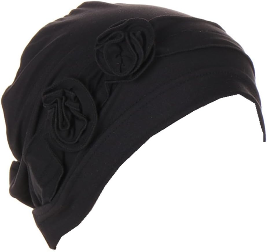 YYAOJHAO Flower Turban Hats for Women - Pre Tied Twist Solid Hedwrap Caps Chemo Cancer Headwear Headscarf Hair Loss Cover