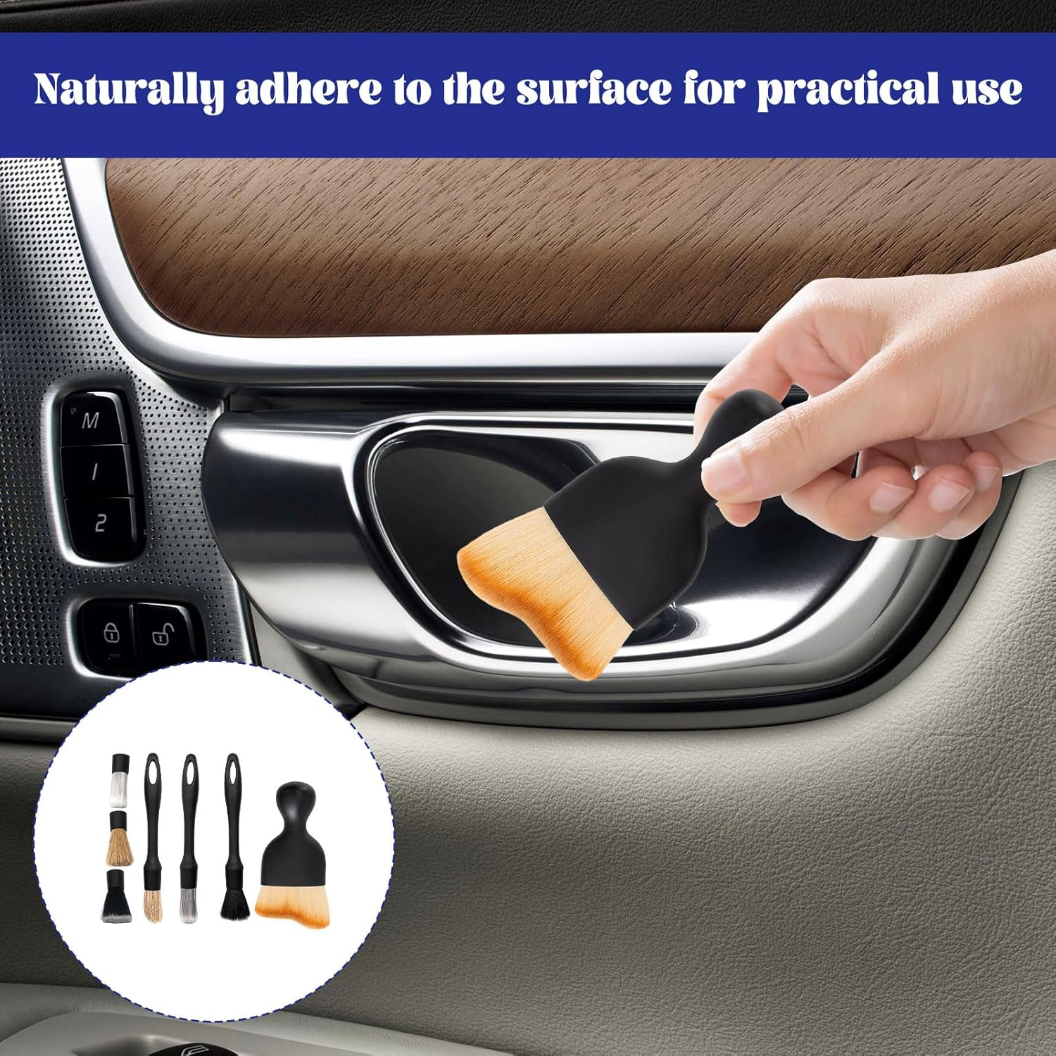 7 Pcs Car Detailing Kit, Car Cleaning Brush, Soft Bristles Car Interior Cleaner Brush, Premium Car Cleaning Kit, Cleaning Tools for Automotive Dashboard, Air Conditioner Vents, Rim Engine image number 5