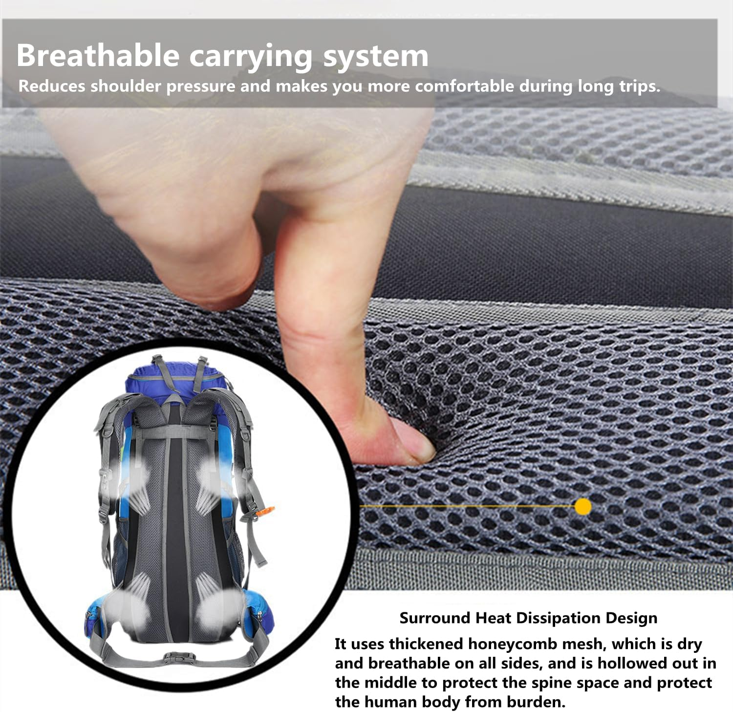 Hxdream Hiking Backpack,Hiking Travel Backpacks,70L Camping Backpack,Travel Backpack with Rain Cover,Suitable for Mountaineering, Camping, Tourism image number 5