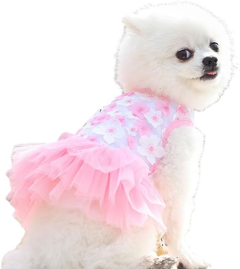 Dog Wedding Dress, Small Dog Dresses Female, Doggie Bridal Dresses, Birthday Dress, Girl Puppy Clothes, Christmas Outfits, Halloween Costumes for Dogs Teddy Yorkie Teacup (Pink, S) image number 5