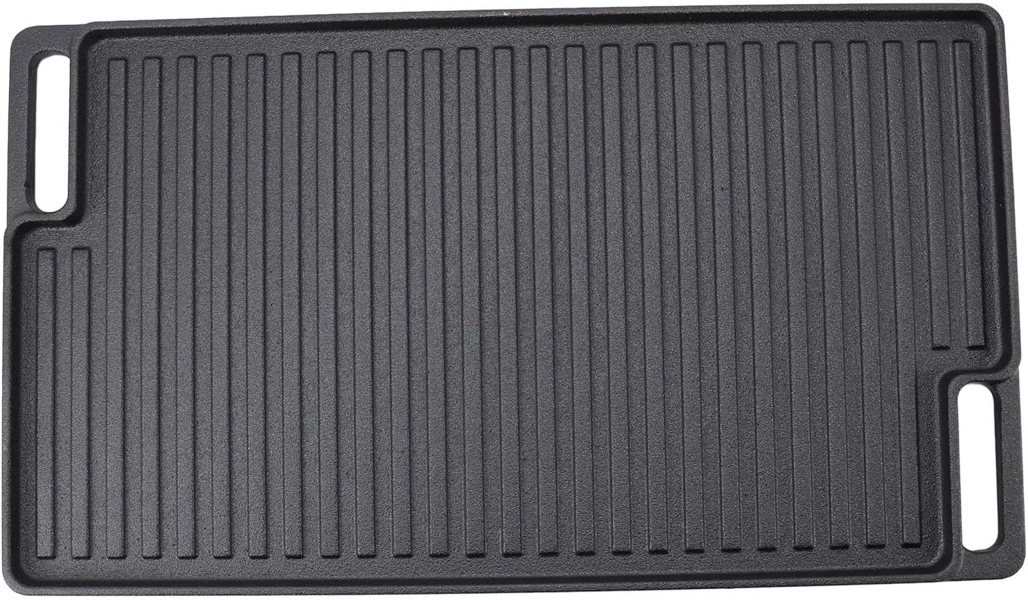 Rectangular Cast Iron Grill Plate, Non Stick Reversible Grill Plate with Handles, Sturdy Heavy Duty Double Burner Griddle for Indoor Stovetop or Outdoor Camping BBQ image number 1