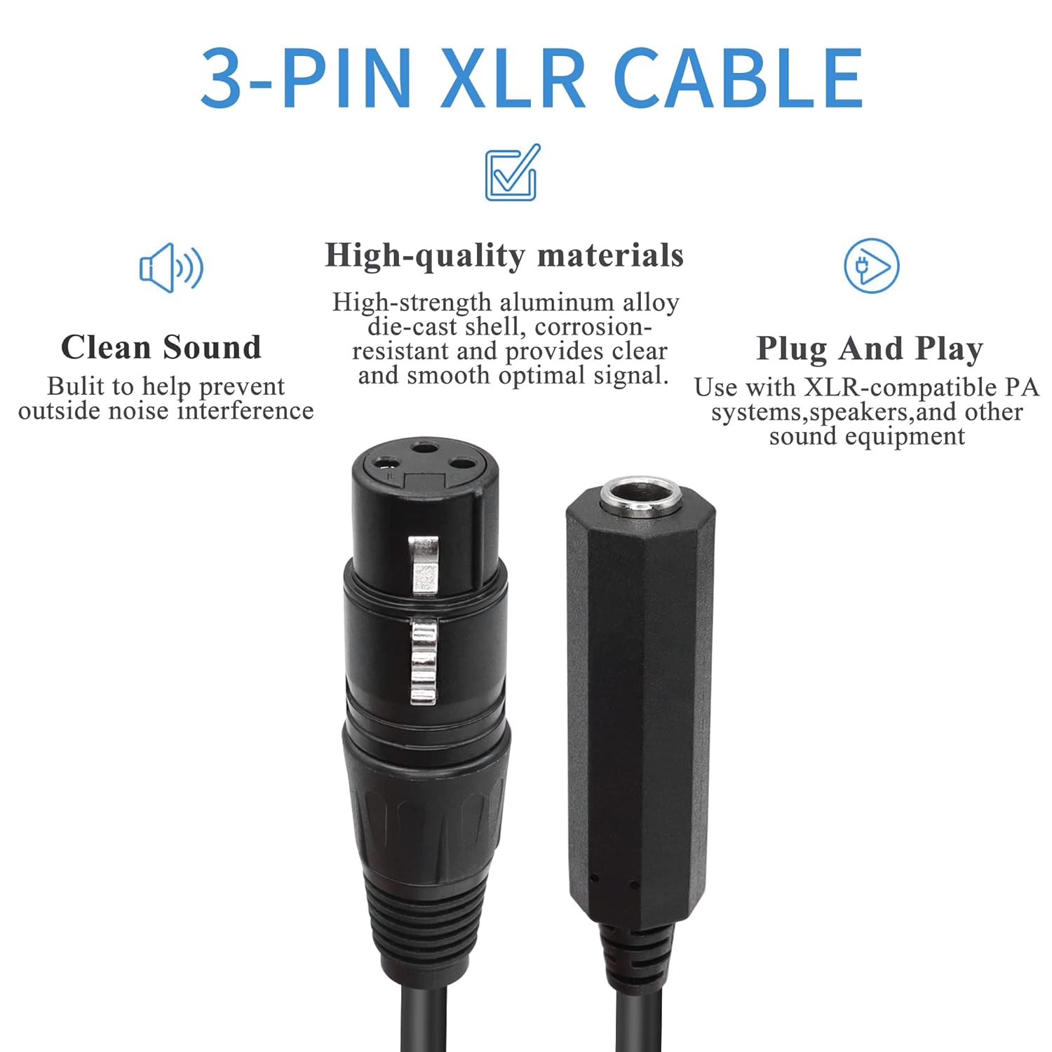 QIANRENON XLR Female to 1/4" Female Balance Cable Adapter TRS 6.35Mm to XLR 3 Pin Mono Audio Connect Convert Interconnect Cable 36Cm/14.2In image number 4
