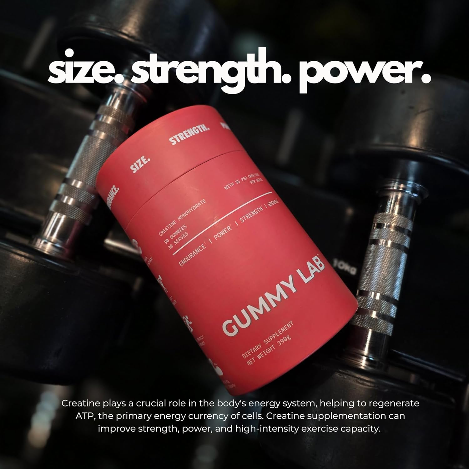 Creatine Monohydrate 5G Gummies Strawberry Flavour for Muscle Endurance, Growth and Power | Convenient Pre-Workout Supplement, 5000Mg per Serve, 90 Individually Wrapped Pieces, 30 Serves - the Gummy Lab