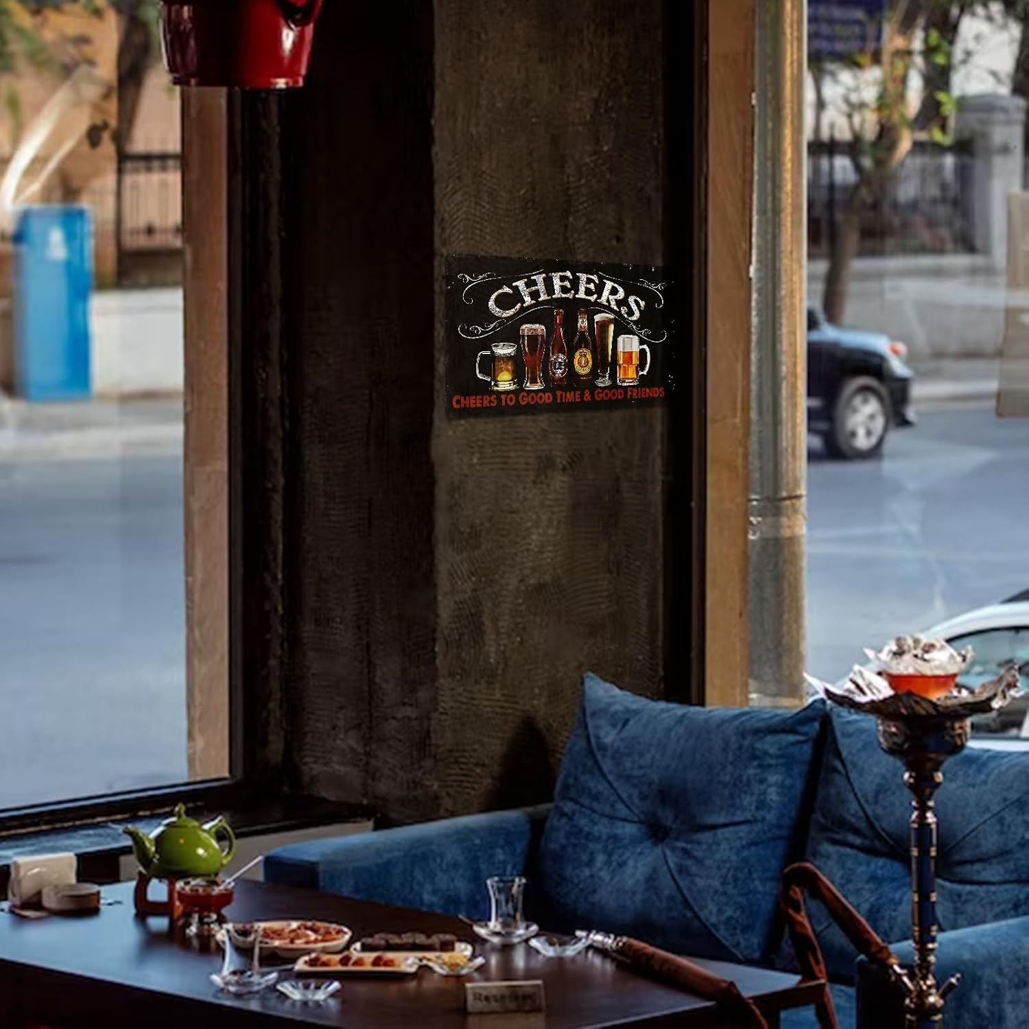 Vintage Home Bar Decor Pub Beer Cheers Sign 8X12 Inch -Cheers to Good Time & Good Friends-For Man Cave Wall Decor (2406) image number 3