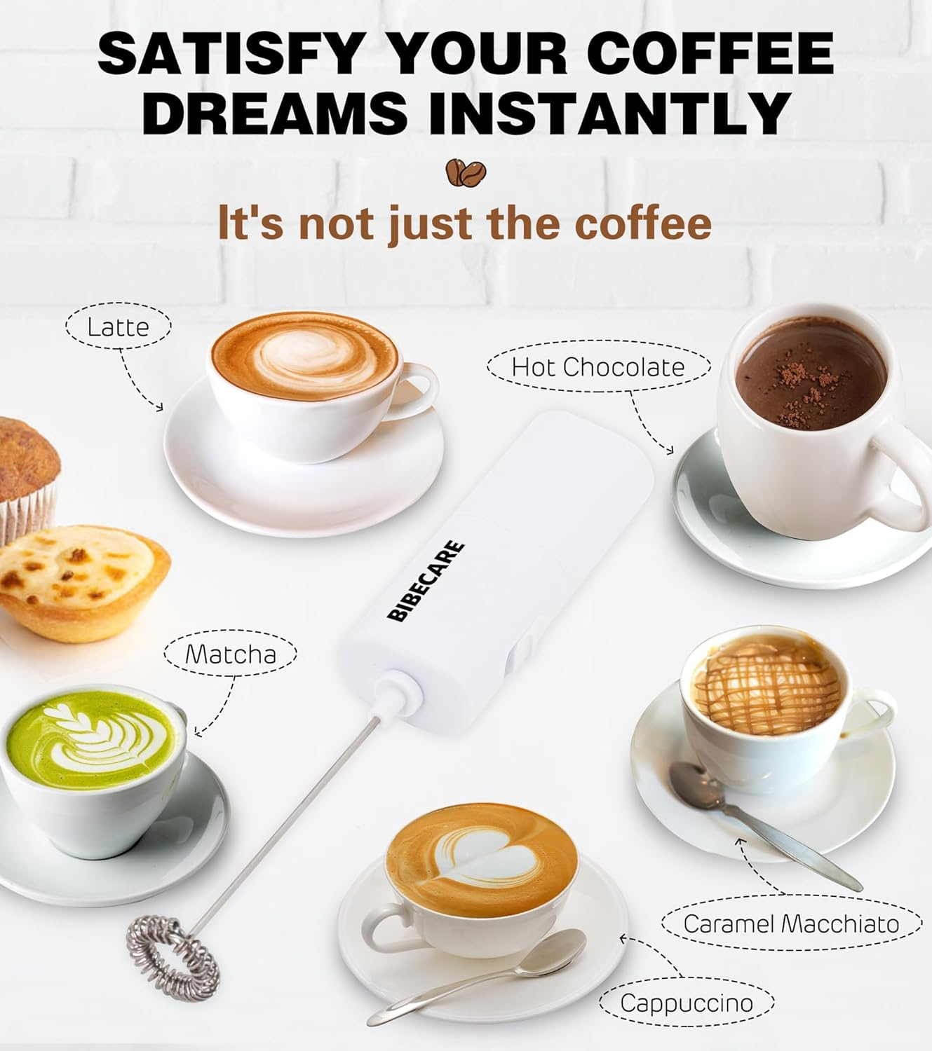 Milk Frother Handheld Powerful Mixer Mini Hand Blender for Perfect Lattes, Cappuccinos More-Portable Stainless Steel Whisk, Ideal for Frappe, Hot Chocolate, Coffee Creamer&Matcha - Pink image number 7