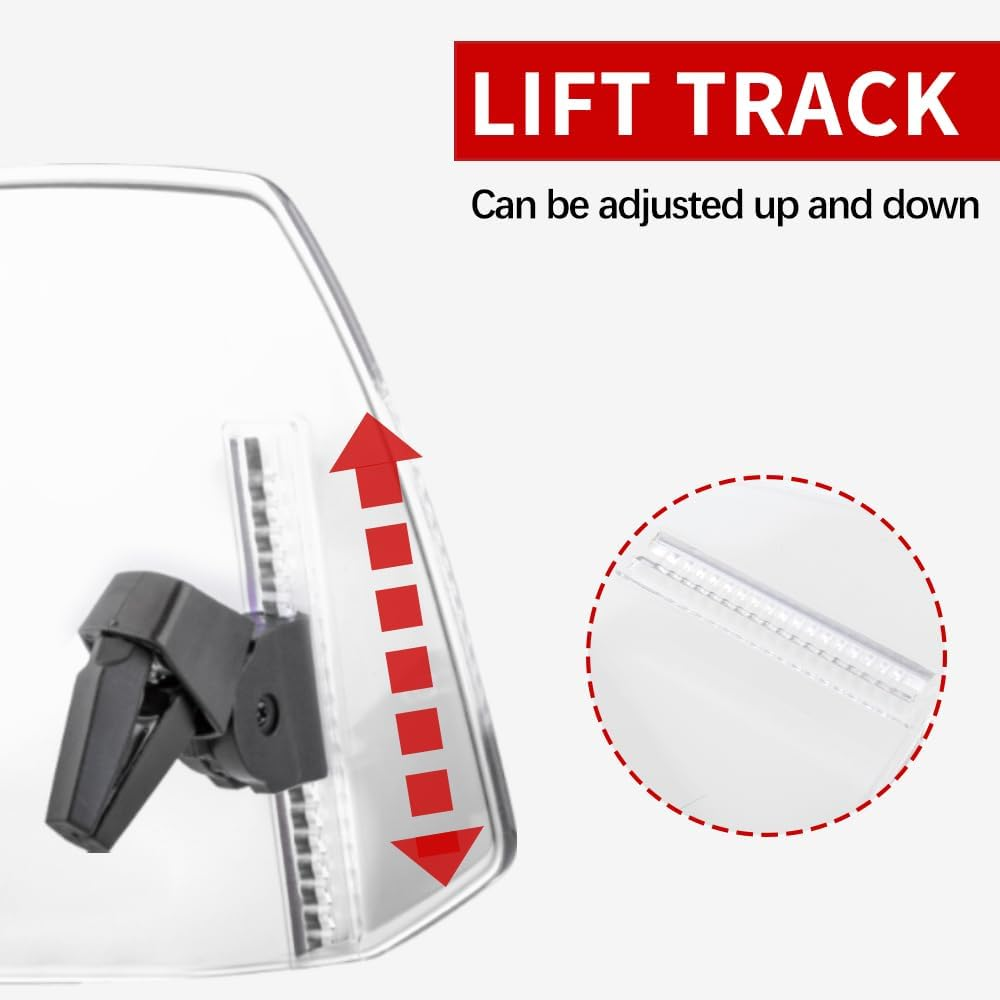 KICRY Motorcycle Windshield Extension Small Windshield Extender Adjustable Clip on Windscreen Spoiler Deflector Universal Fit (New-Clear, 11.88''X7.4'') - Clear image number 2