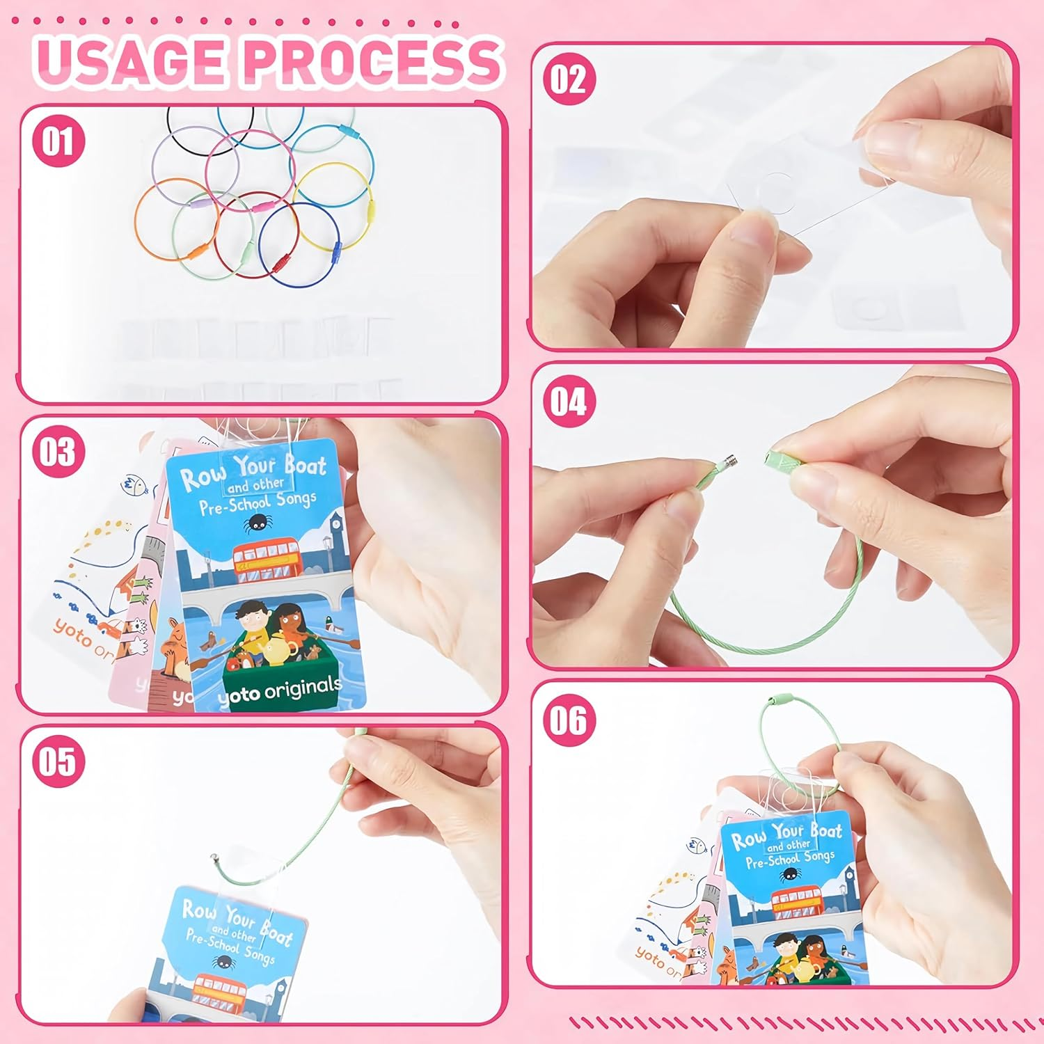 200 Packs Yoto Card Holders Set，10 Cycles and 10 Blank Wood Labels, Portable Card Loop Case Storage Organizer Accessories for Kids Travel & Holiday. image number 1