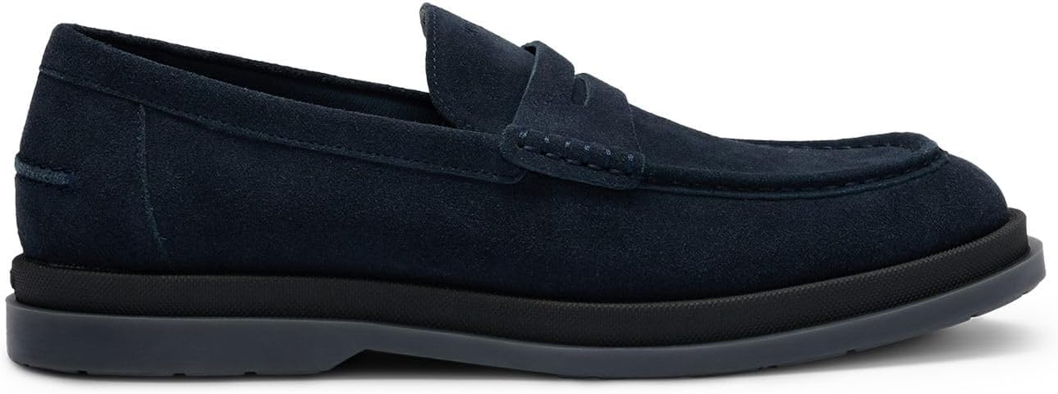 HUGO Men'S Chaol Mocc Suede Moccasins with Penny Loafer Detail Size