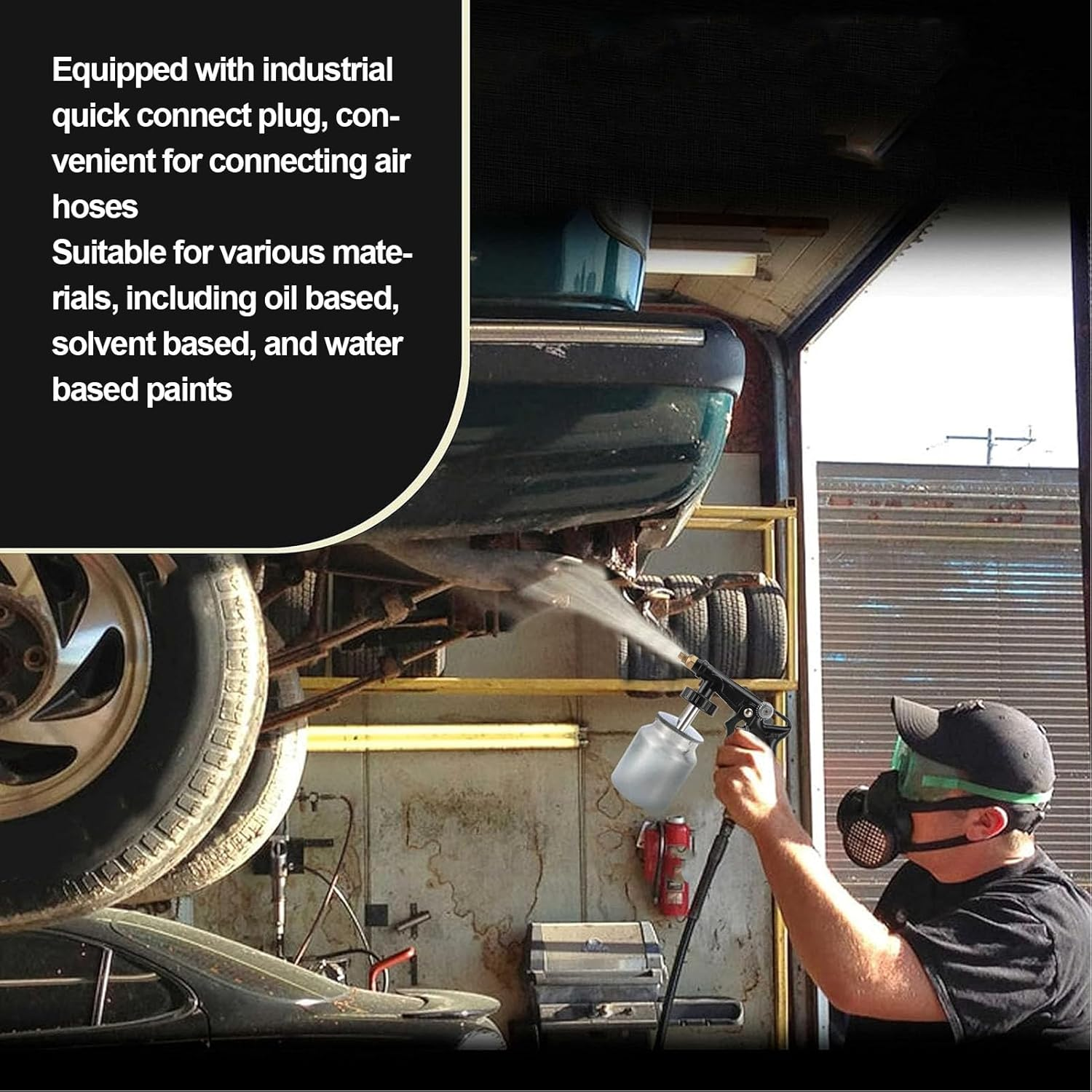 Fdit Air Undercoating Spray Gun, Pneumatic Automotive Rustproofing Sprayer with Quick Connector Hose & Stainless Steel Tube, Ergonomic Design for Truck Bed Liners image number 1