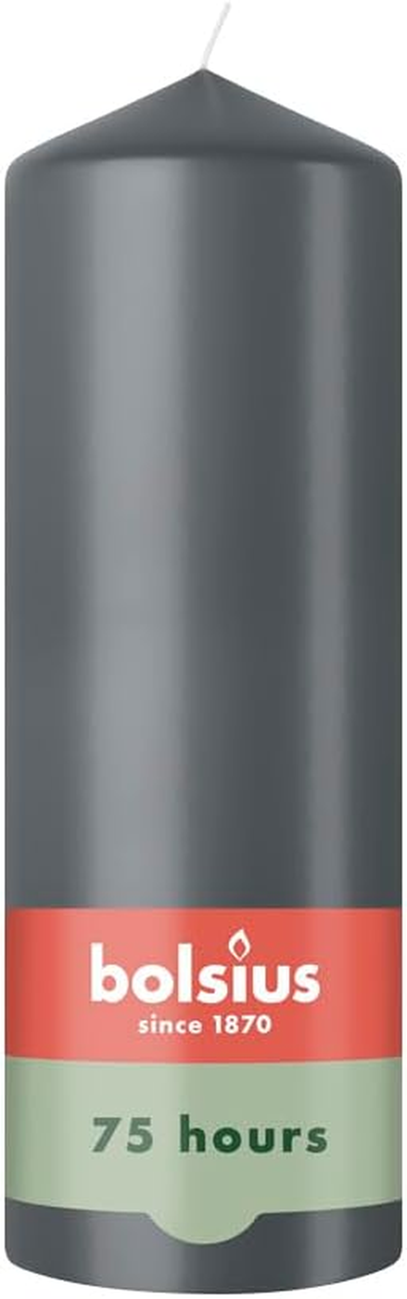 Bolsius - Pillar Candle - Anthracite - 20 Cm - Burn Time 75 Hours - with Natural Extracts - Natural Plant Wax - without Palm Oil image number 1