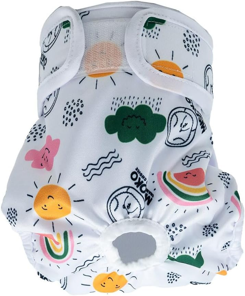 Misoko 3 Pack Reusable Dog Heat Pants, Cheerful Design Machine Washable Dog Nappies, Super Absorbant, Leak Proof Sanitary Wraps, Perfect for Puppies Training, Travel & Home Use, Meadow, L image number 4