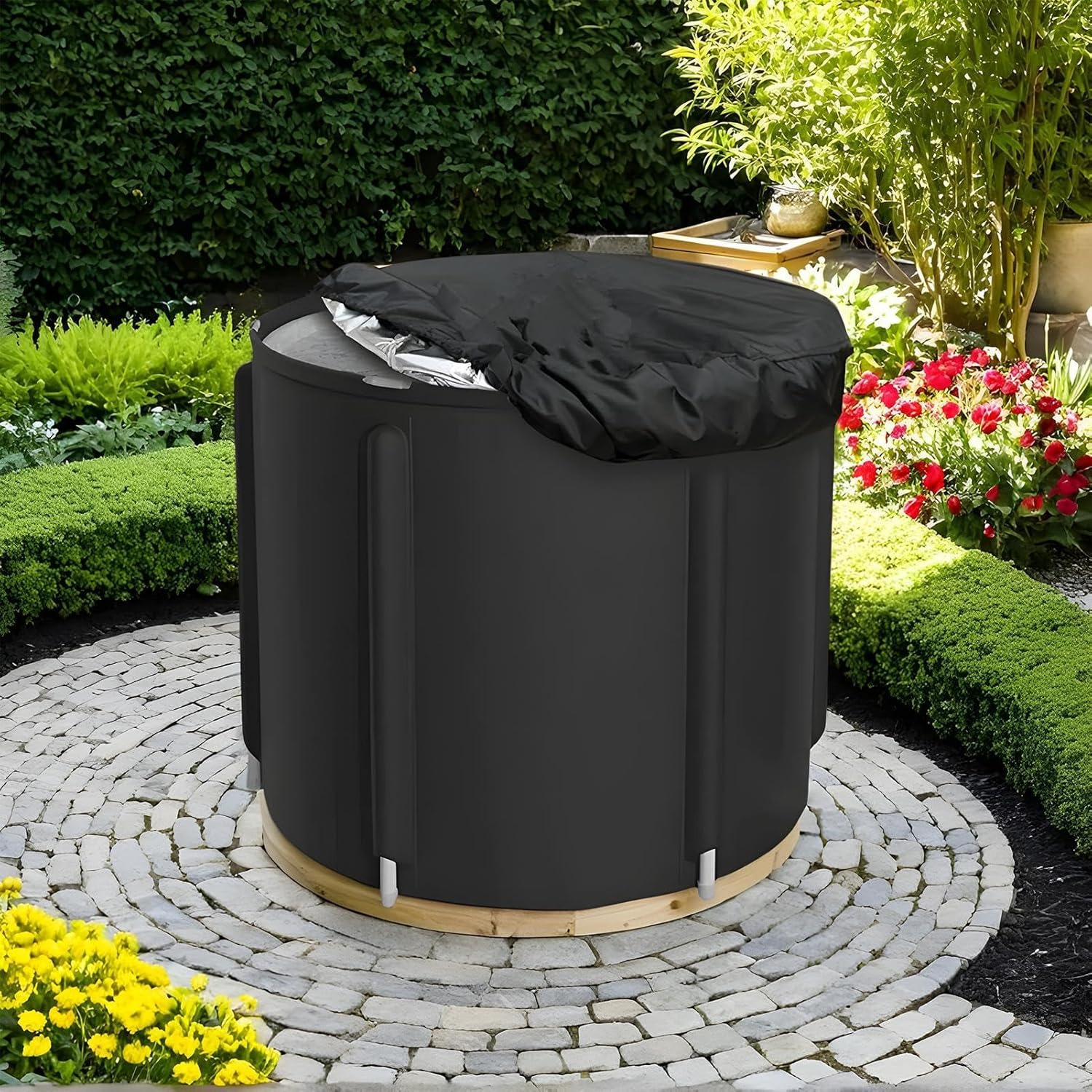 Ice Bath Cover Lid | Adjustable Elastic Ring Cold Soak Oxford Cloth Bathtub Cover | with Cold Iron Foil Insulation Cold Soak Bathtub Cover, for Fitness Lovers image number 3