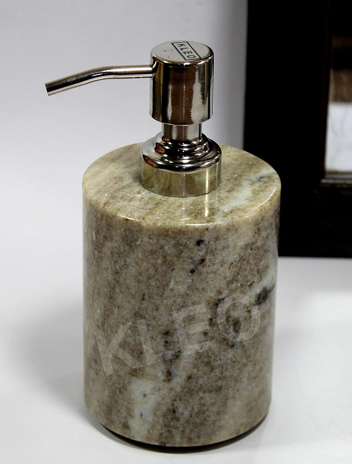 KLEO Soap/Lotion Dispenser - Made of Genuine Indian Marble in Brown Color - Luxury Bathroom Accessories Bath Set image number 1