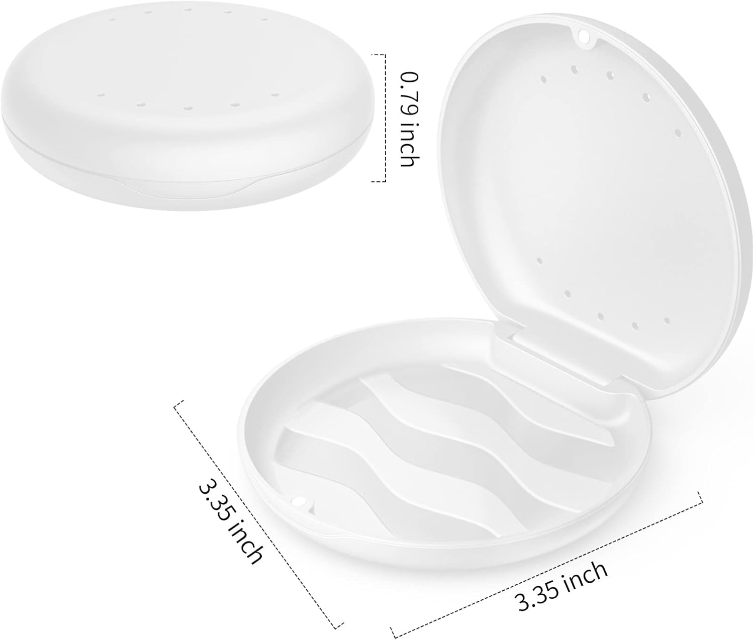 Annhua Orthodontic Retainer Case with Vent Holes, Denture Storage Case Slim Mouthguard Container Aligner Case with Magnetic Closure for Household|Travel|Office - White image number 4