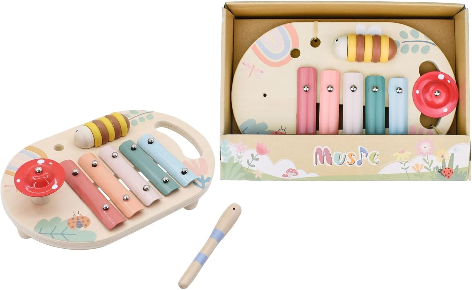 Kaper Kidz - Wooden Spring Insect Music Table | Music Set for Babies and Toddlers image number 4