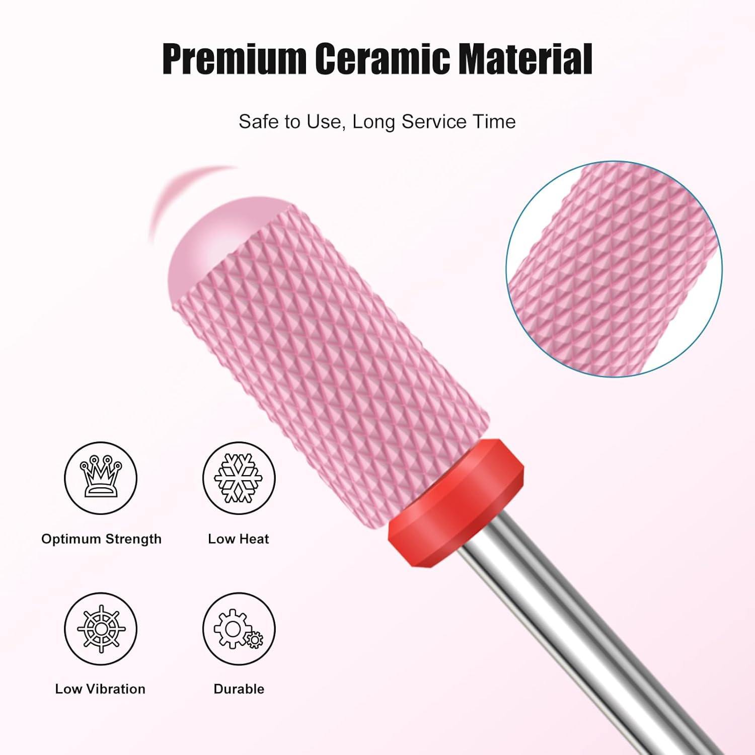 5PCS Ceramic Nail Drill Bits Set, Professional 3/32 Inch Electric Cuticle Drill Bits Nail Tech for Acrylic Gel Nails Polishing Manicure Pedicure, Efile Remover Safety Bit for Home Salon image number 5