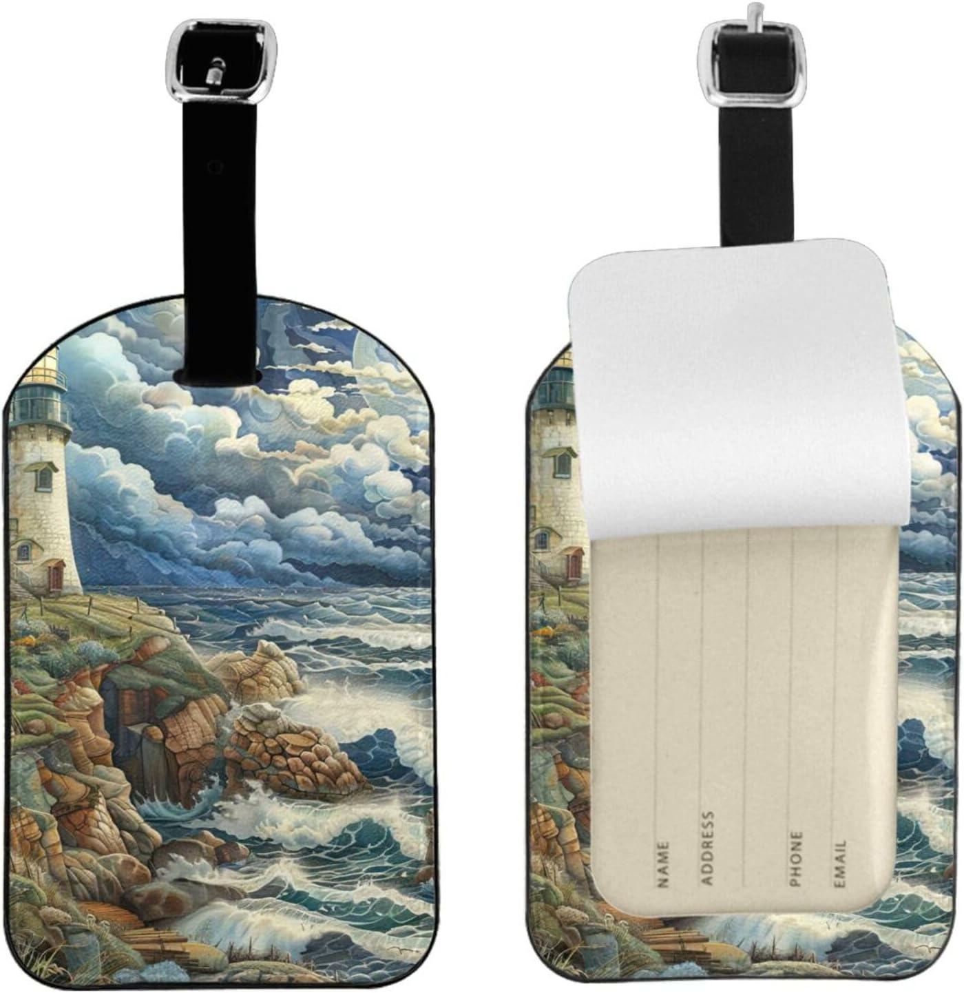 The Seaside Lighthouse Print Elegant Tag Stylish Tag Luggage Tag 4.3 X 2.76 Inch for Suitcases Travel Bags