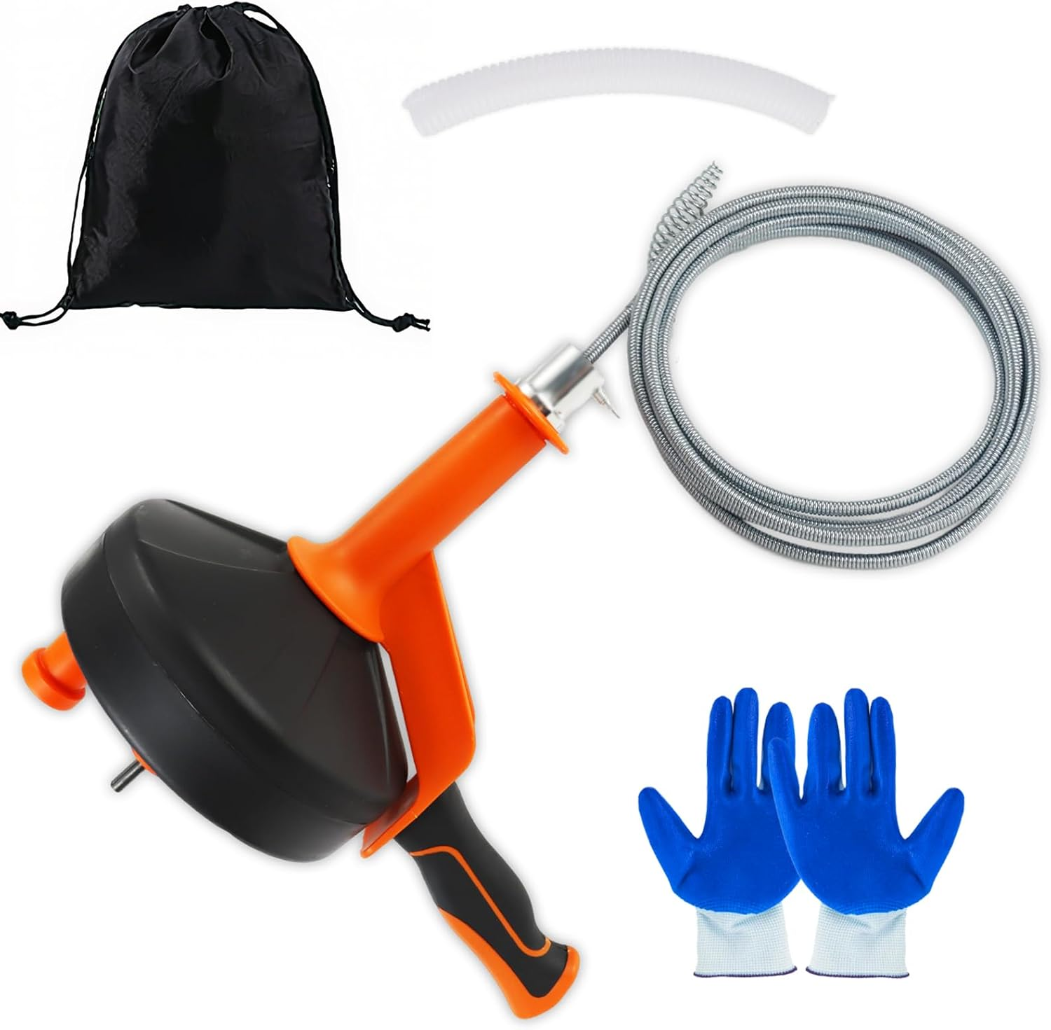 Pipe Cleaning Spiral 13 M, Drain Cleaner Spiral for Pipe Cleaning, Reusable Drain Spiral Pipe Spiral with Waterproof Gloves, Can Be Connected to an Electric Drill image number 3