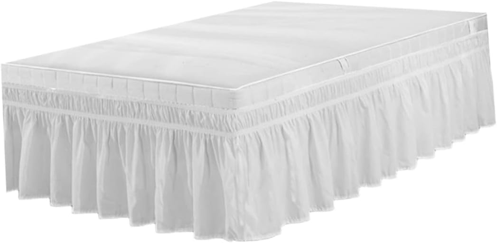 Elegant Ruffled Bed Shirt Dust Ruffle Bedding Pleated Skirt for Home Hotel White Polyester Full Bed Coverage Easy Elastic Design Decorative Bed Accessories image number 4