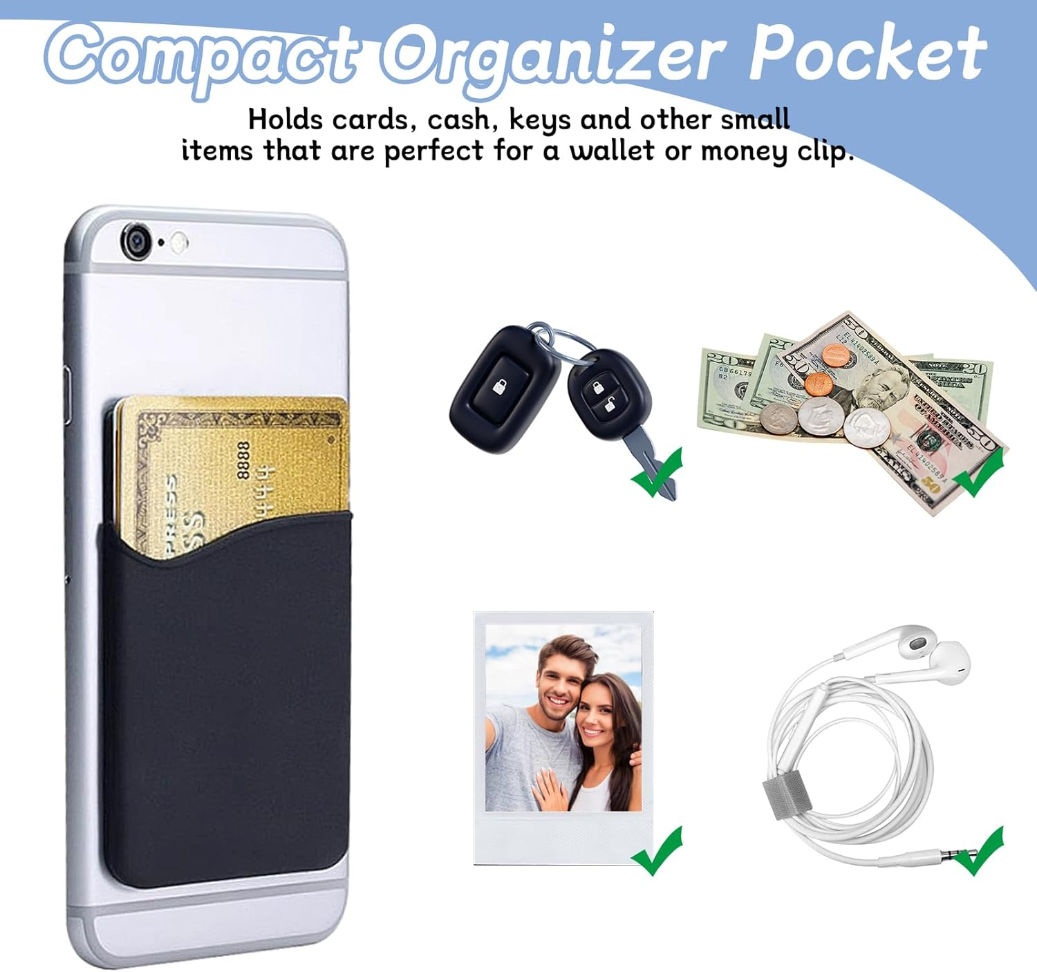 Ozessence 3 Pcs Phone Card Holder, Phone Case Card Holder Stick on Silicone Suitable for Iphone Android Samsung and All Smartphone for Business People Teacher Place Business Card and Work Permit image number 6