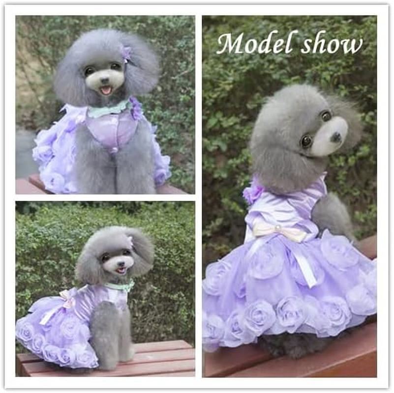 WORDERFUL Dog Wedding Dress Summer Dog Lace Wedding Dress Pet Cute Bubble Skirt Formal Dress for Puppy Small Dogs (XL, Purple) image number 2